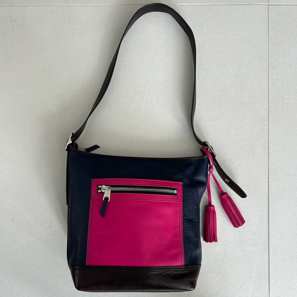 COACH G1294-19995 PINK NAVY BROWN LEGACY COLORBLOCK EUC